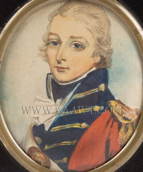 Portrait, British Officer, Watercolor on Paper, Framed
Anonymous, Circa 1800, entire view